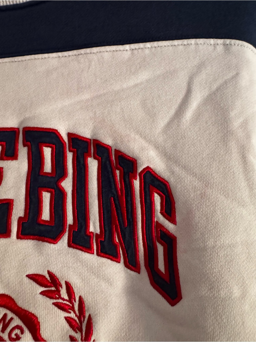 Anine Bing x Reebok White Navy Red Logo Crewneck Sweatshirt - Picture 6 of 8